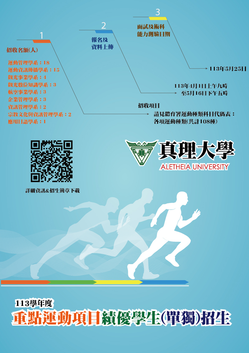 113學年度重點運動項目績優學生(單獨)招生宣傳海報
