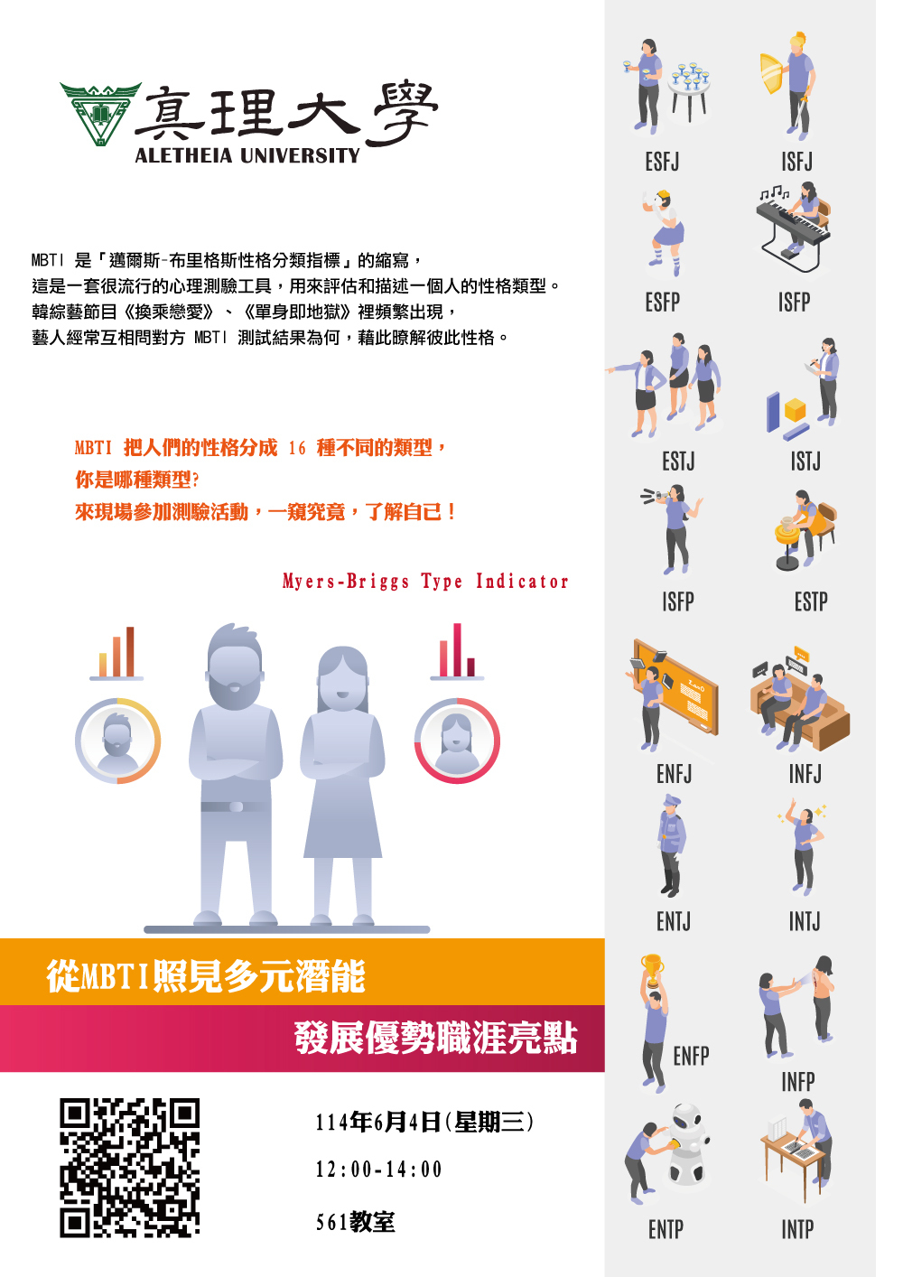 au諮商就腐活動：從MBTI照見多元潛能，發展優勢職涯亮點(宣傳海報)