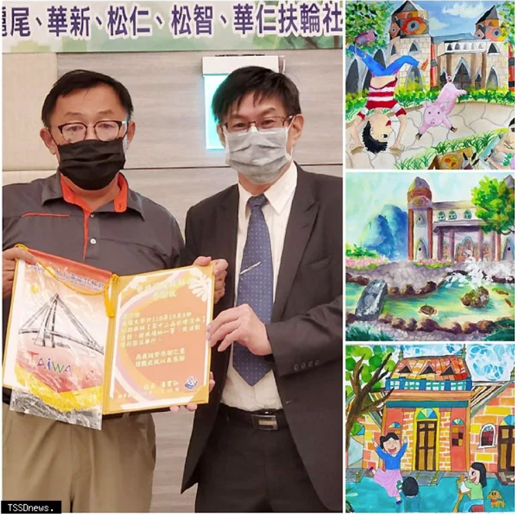 湯育弘社長致贈陳奇銘校長感謝狀&第一至三名得獎作品圖片