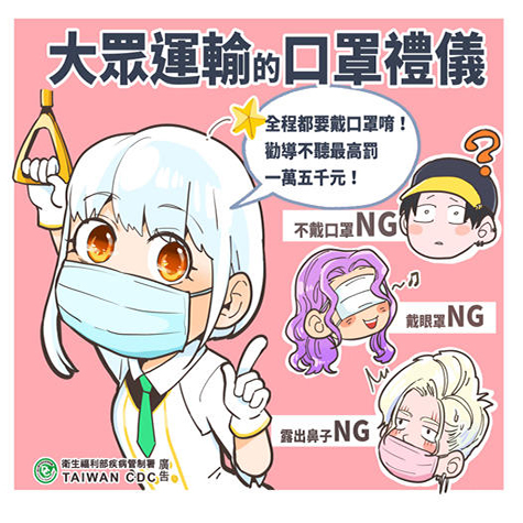 搭乘高鐵、捷運、公車、計程車 別忘了全程都要戴口罩圖片